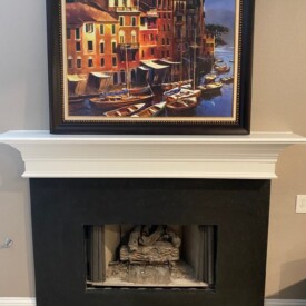 3cm "Cambrian Black" granite fireplace surround