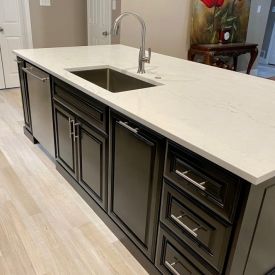Built new custom kitchen "raised panel" cabinets and island with soft-close hinges / heavy duty ball bearing glides