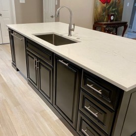Built new custom kitchen "raised panel" cabinets and island with soft-close hinges / heavy duty ball bearing glides